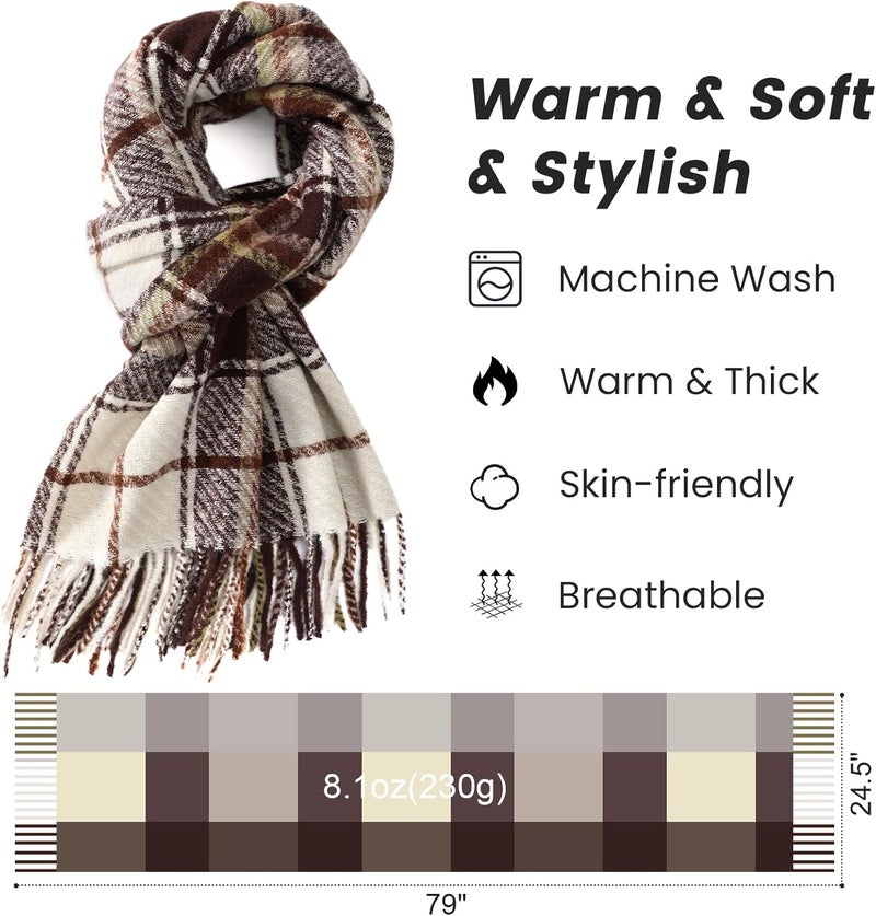 Pleneal Scarf for Women, Womens Winter/Fall Scarf,Long Plaid Shawls and Wraps, Cashmere Feel Blanket Pashmina Scarves - Image 2